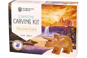STUDIOSTONE CREATIVE DIY Arts & Crafts Carving Kit Kids Adults Triceratops Sculpture Soapstone