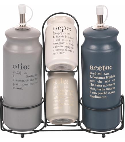 Set Condimenti Villa D'Este Home Tivoli - Oliera, Acetiera, Sale E Pepe In Gres Con Stand Acciaio - Design Victionary - Foto 12