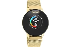 Oozoo Unisex Smartwatch with Milanese Strap, 43 mm, Calorie Counter, Heart Rate Monitor, Blood Pressure Monitor, Blood Oxygen Monitor, Sports Mode, Sleep Monitor, Current Weather and Much More, gold