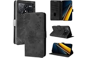 Rostsant Handyhülle für Xiaomi Poco X6 Pro 5G Löwenzahn PU Leder Xiaomi Poco X6 Pro 5G Flip Case Brieftasche Tasche Hülle Magnetisch Handyhülle für Xiaomi Poco X6 Pro Schwarz