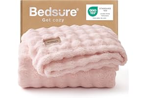 ‎BEDSURE BEDSURE Bubble Decke - Kuscheldecke Flauschig, Sofadecke, Wolldecke & Fleecedecke, Weiche Warme Decken für Zimmer Deko, Wohn- & Kuscheldecken, Tagesdecke, Kristallrosa, 150x200 cm