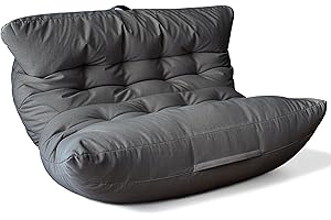 Aiire Puff Salon Doble XXL – Puf Gigante para 2 Personas con Relleno Incluido, Ideal para Lectura, Relajación o Gamer – Bean Bag Chair Cama Infantil o Sofá para Adultos Gris