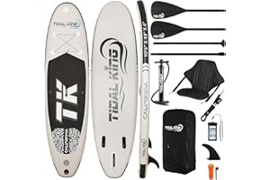 Tidal King 10'6 x 33/32 x 6 ISUP Inflatable Stand Up Paddle Board - Extra Wide for Added Stability, Adjustable Kayak Paddle & Seat, Bag, Phone Case & 2 Years Warranty