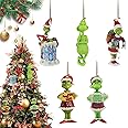 GAROMIA Grinch Christmas Decorations 5 Grinch Decorative Piece Acrylic Pendant Christmas Tree Decoration Grinch Pendant Hanging Grinchs for Christmas Tree Home Decorations Hanging Ornament