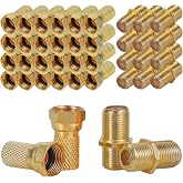 Greluma 24pcs 6.5-7mm F Connector + 12pcs F Female to Female Coupler Connector TV Antenna SAT Coaxial Cable Connector