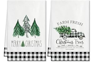 Ohok 2 Stück Weihnachten Handtücher 45x65 cm, Mode Dekoration Küchentücher Weihnachtsmann Geschirrtücher Weiche Mikrofasertücher für Badezimmer Küche Trockentuch Weihnachten Deko (Set G)