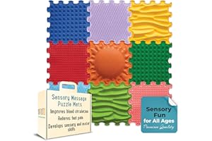 ORTOTO Massage Puzzle Bodenmatten - Orthopädische Spielmatte für Kinder und Erwachsene, sensorisches Spielen, Kinderspielmatten, Spielmatten-Set (Stimulativer Regenbogen)