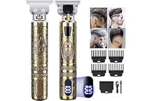 AXCEED Tagliacapelli Uomo, Rasoio Elettrico Barba con Display LCD, Regolabarba USB Ricaricabile, Barba Trimmer Senza Fili, 0mm T-Blade Macchinetta per Capelli con 4 Pettini