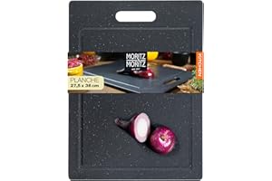 Moritz & Moritz Planche a decouper plastique noire - 36 x 27,5 cm – Planche a decouper granit - Planche à découper plastique avec Pieds Antidérapants - Planches à découper cuisine