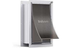 baboni Pet Door for Wall, Steel Frame and Telescoping Tunnel, Aluminum Lock, Double Flap Dog Door and Cat Door, Strong and Durable (Pets Up to 220 Lb) -X-Large