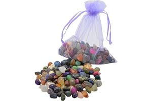 AMAHOFF 100 Edelsteine (trommelpoliert) - Natursteine 10-15mm - Optimal für Kalaha, Hus oder Bao - Organza-Säckchen & Spielanleitung