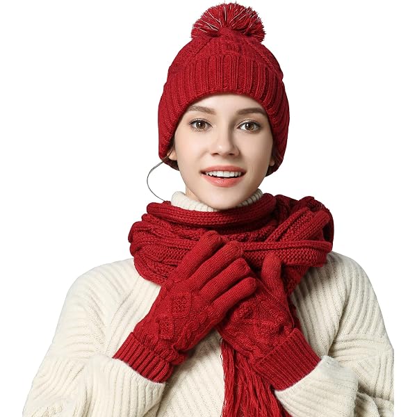 Ensemble Hiver 5 En 1 - Bonnet, Écharpe, Gants Tactile, Cache-Oreilles, Chaussettes - Chaud Et Doux