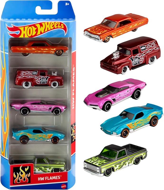 Hot Wheels Autos Set, 5er Pack, Verschiedene Modelle von Spielzeugautos, Maßstab 1:64, mit realistischen Details, Auto Spielzeug, Stile variieren, Spielzeug ab 3 Jahre, 1806