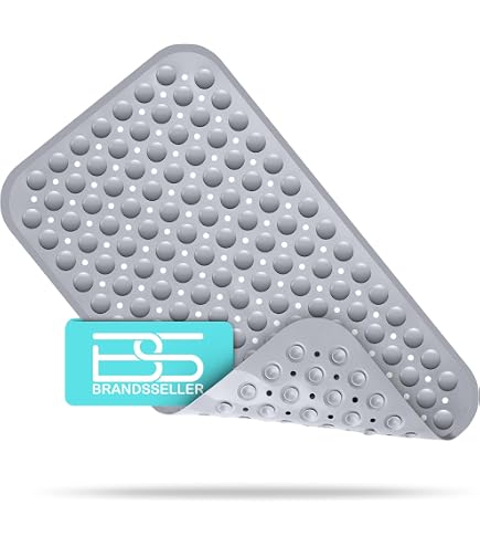 Tapis De Bain Antidérapant SilverRack 69x36cm - Noir Galets | Sans BPA, Anti-Moisissure | Enfants/Adultes