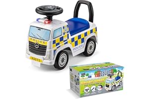 Xootz Mercedes Benz Police Foot to Floor Ride On, Officially Licensed Kids Ride On Car with Flashing Lights and Horn, Manual Ride On for Ages 18 Months+