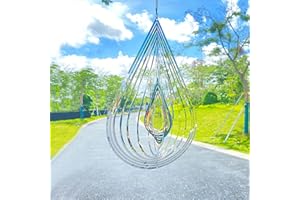 SENEMO 3D Wind Spinner aus Edelstahl, für Innen und Außen, Dekoration, kinetische Party, Yard Art, Dekoration, 3D, Metall, 3D, Tropfenform, hängend, Wind Spinner