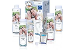 Planet Spa: Whirlpoolpflege Komplett-Set | 7-teiliges Whirlpool-Pflegemittel | Reiniger Wasser-Pflege für den Pool als Starter-Set