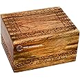 Hind Handicrafts Rosewood Cremation Urn for Human Ashes - Large (9" x 5.5" x 4.5") - 180lbs (72kg) - Suitable for Burial or Columbarium