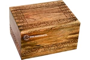 Hind Handicrafts Rosewood Cremation Urn for Human Ashes - Large (9" x 5.5" x 4.5") - 180lbs (72kg) - Suitable for Burial or Columbarium