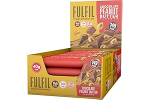 Fulfil Barrette vitaminiche e proteiche (15 barrette da 40 g) - Gusto cioccolato al burro di arachidi - 15 g di proteine ad alto contenuto proteico, 9 vitamine, basso contenuto di zucchero