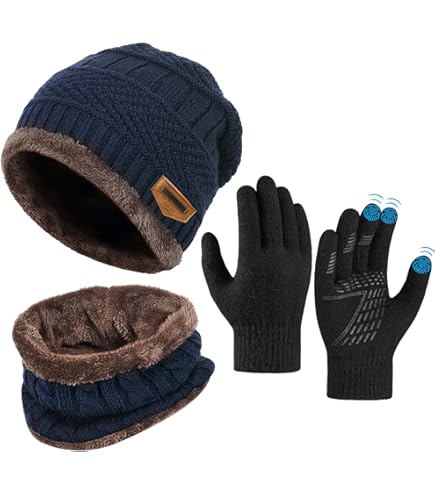 OZERO Kinder Winter Set - Mütze, Schal & Handschuhe Mit Fleece-Futter Für 6-12 Jahre