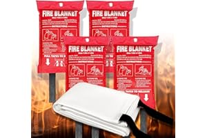 Andyssey Feuerlöschdecke 100x100 cm Löschdecke DIN EN 1869:2019 Brandschutzdecke, 4 Stück