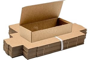 EPIEZA Pack 25 cajas | cartón pequeñas, para envíos ecommerce automontables kraft, paqueteria, almacenaje, packaging, regalos, envio postal, Ideal ecomerce. (18 x 8 x 4cm, Pack 25 cajas)
