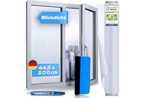 WindowShield - Milchglasfolie selbstklebend Fenster - statisch haftend - Anti-UV Sichtschutzfolie für Bad, Büro, Wohnzimmer - Fensterfolie Blickdicht von aussen - 44.5 x 200 cm