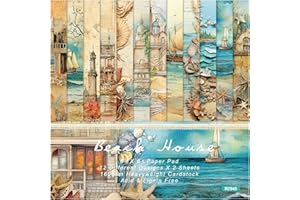 WEINIBAO Carta Scrapbooking Paper, 24 Fogli Ocean Scrapbook Paper, 15 x 15 cm Carta Decorativa Vintage Carta per Scrapbooking, Decorative Craft Paper per Journaling, Scrapbooking, Calendario, Foto, Album