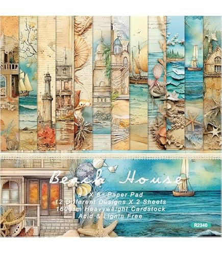 EMSea Lot De 24 Feuilles De Papier De Scrapbooking Simple Face 15