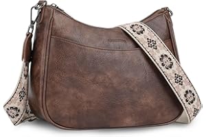 APHISON Klein Crossbody Bag mit Breitem Gurt Schultertasche Umhängetasche Damen veganem Leder kaffee Handtasche Tasche mit Abnehmbarem Schultergurt Kartenschlitz Reisetasche