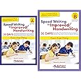 Cursive writing Combo - Speed writing in improved handwriting - Book A (For 6-9 years) with Book B (For 9+ years) - 30 Days Handwriting practice books for students and adults
