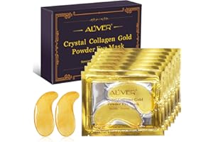 ALIVER 10 paia di maschere sotto gli occhi, bende al collagene in polvere d'oro 24 carati, per antietà, rughe