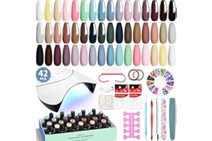 VANREESA Kit Unghie Gel Completo, 24 Colori Autunno Kit Semipermanente Unghie con 36W Lampada U V Smalto Semipermanente Unghie Bianco Verde Blu Marrone Manicure per Principianti