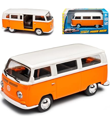 Welly VW T2 Bulli Modellauto – Ca. 1/43, 12 Cm, Mit Individuellem Wunschkennzeichen, Beige
