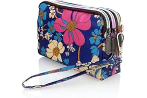 conisy Damska kopertówka prosta torebka na nadgarstek z zamkiem błyskawicznym, duża pojemność, długa torebka kwiatowa