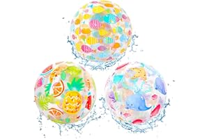 VINEST 3PCS 35cm Inflatable Beach Ball, Holiday Essentials Beach Balls, Beach Essentials Water Ball, Transparent pool toys Summer Games for Adults Outdoor Playground