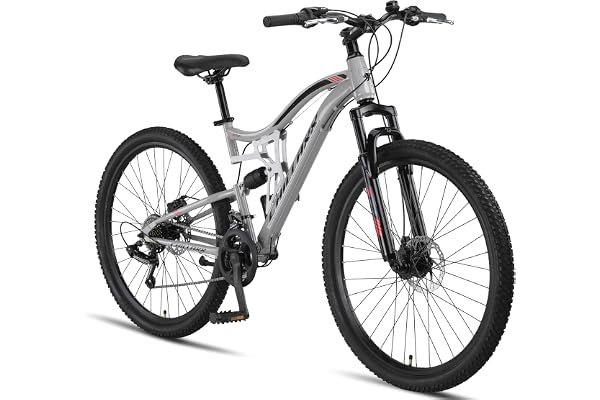 Chillaxx Falcon Premium Mountainbike, 24, 26, 27,5 och 29 tum, för pojkar, flickor, kvinnor och män, skivbroms, 21 växlar, full fjädring