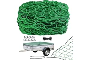 LINSOCLE Filet Remorque 2 x 3 m,Filets de Chargement, Net Remorque pour Une Sécurisation du Chargement avec Corde en Caoutchouc et Crochet
