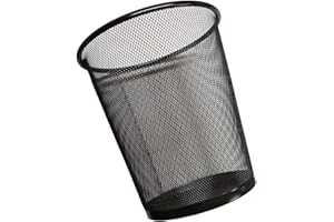 PRADICHI Mesh Wastebasket Trash Can – Steel Wire Garbage Bin for Office, Bathroom, Kitchen, Bedroom, Dorm – Ventilated Round Trash Bin for Home & Workspace (Black, 1 Pack)