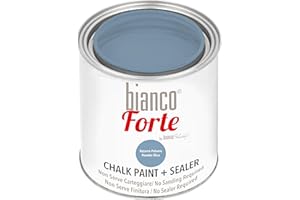 BIANCO SHABBY Bianco Forte - Azul Empolvado - (250ml) Pintura a la Tiza con Acabado/Protección 2 en 1: Chalk Paint Súper Resistente para Muebles, Paredes y Puertas – Secado Rápido, Interior/Exterior, Mate