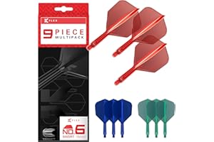 ‎TARGET DARTS Target Darts K-Flex Integrated Dart Flights and Shafts, Kflex 9 Pack Bundle, Multipack – K Flex 3 Farben | Schwarz, Weiß, Klar, Rot, Grün, Blau, Pink, Orange, Gelb | Short, Intermediate, Medium