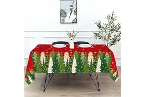 AIBIIN Mantel de Navidad rojo para comedor, copo de nieve, pino, impermeable, resistente a las arrugas, restaurantes, picnics, comedor al aire libre, decoración de boda, 180 x 130 cm
