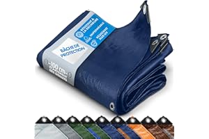 KARAT - Bâche de Protection - Tarpaulin étanche, résistant à la déchirure - Bâche avec Oeillets Inoxydable - Couverture extérieure pour travaux - Epaisse densité 140 g/m², Bleu 2x3 m