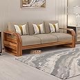 NATRAJ ART & CRAFT Sheesham Wood 3 Seater Sofa Set for Living Room Furniture Wooden Sofa Set 3 Seater for Home & Office (Three Seater Sofa, Natural Teak Finish) | 3 Seater Wooden Sofa