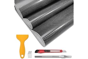 Yonality pellicola adesiva per auto 6d, 300 x 30cm nero pellicola carbonio adesiva fibra di carbonio, rivestimento adesivo car sticker, interno esterno, per moto, computer, decorazione di mobili