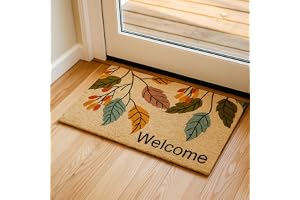 Encasa XO Coir Door Mats for Home Entrance (60x40 cm), Welcome Leaf Thick Anti-Slip Doormat with PVC Back Ideal for Indoor, Outdoor, Patio, Home and Office Durable and Easy to Clean