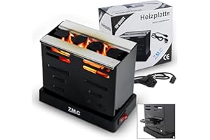 Z.M.C Eléctrico Encendedor de fuego 800 W Shisha Carbón Quemador Parrilla Mechero Kohlebrenner Placa calefactora e-Heater con mango extraíble Cesta para hasta Zu 8 Kohle-Briketts, en aprox. 4 Minutos