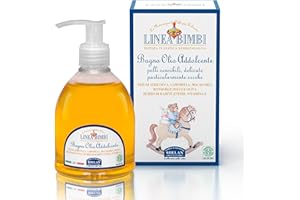 Helan, Linea Bimbi - Duschgel Kinder und Babybad, Sanfter Reiniger mit Vitamin E und Kamille, Duschöl Körperöl Feuchtigkeitspflege bei Trockener Haut mit Mandelöl und Sheabutter Made in Italy, 240 ml