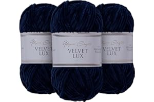 Utopia Crafts Velvet Lux Chenille Super Soft Chunky Yarn for Knitting and Crochet Yarn 3X 100g (Midnight Blue)